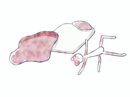 寝相悪い猫 猫,可愛い,寝相,悪い,布団,水彩風のイラスト素材