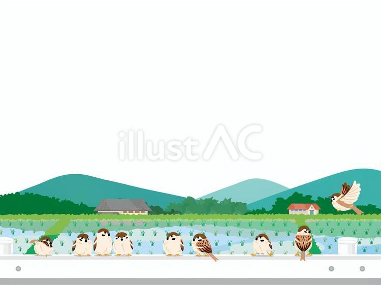 日本の初夏の田園風景のイラスト素材19 夏,初夏,田のイラスト素材