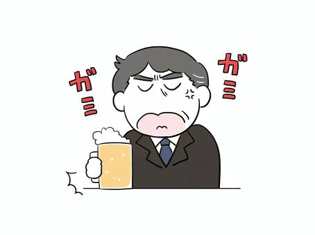 疲れたおじさん３５ 男の人,サラリーマン,社会人,おじさん,おやじ,お父さん,中高年,白髪,しわ,スーツのイラスト素材