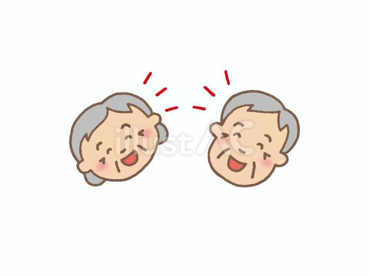 笑顔のおばあちゃんとおじいちゃん おばあさん,おじいさん,高齢者のイラスト素材