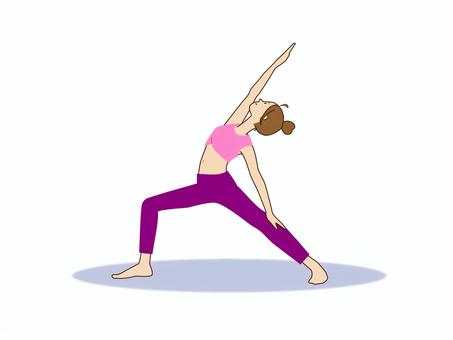 ヨガ　リバースウォーリア ヨガ,戦士のポーズ,女性,フィットネス,インストラクター,運動,健康,ピンク,ヨガウェア,リバースウォーリアのイラスト素材