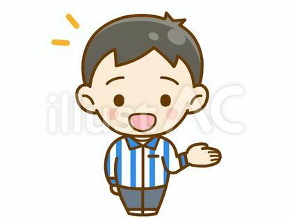 笑顔で誘導する男性コンビニ店員(表情2)
