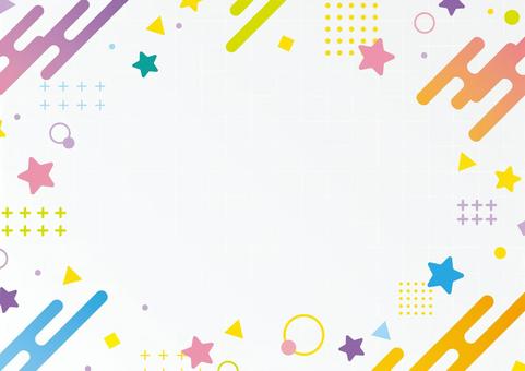 カラフルで可愛い幾何学図形のフレーム背景 幾何学,図形,星,円,ポップ,グラデーション,グリッド,フレーム,カラフル,背景のイラスト素材