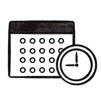 カレンダーイラスト カレンダー,時計,手描きイラスト,時間,手描きのイラスト素材