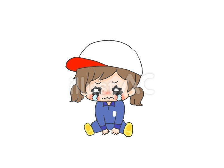 座り込んで泣く　白組２ 手描き,女の子,茶髪のイラスト素材