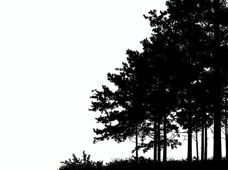 右寄せの奥行ある森のシルエット 森,林,シルエット,木,樹木,素材,シンプル,アウトドア,シック,森林のイラスト素材