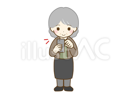 スマホを操作する高齢の女性