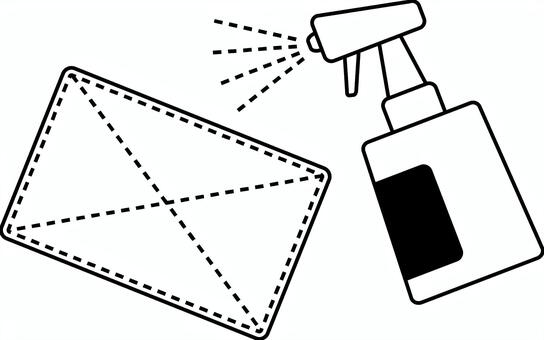 掃除雑巾 掃除,雑巾,洗剤,スプレー,道具,使う,生活,シンプル,白黒のイラスト素材