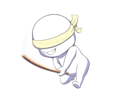 ジャンピングメン ジャンプ,木刀,振り下ろす,刀,目隠し,面,素体,キャラのイラスト素材