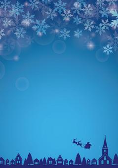 クリスマス背景  24 クリスマス,サンタクロース,トナカイ,そり,街,家,教会,木,冬,背景のイラスト素材