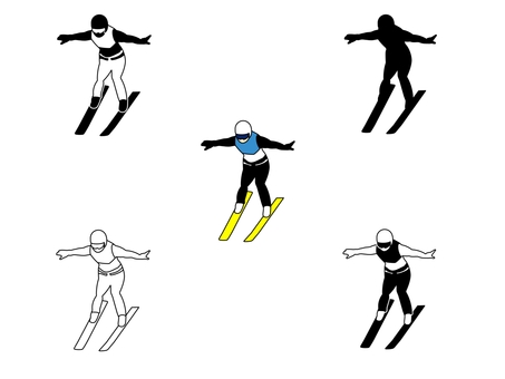 スキージャンプ スキージャンプ,セット,競技,種目,ウインタースポーツ,運動,冬,迫力,ダイナミック,人のイラスト素材