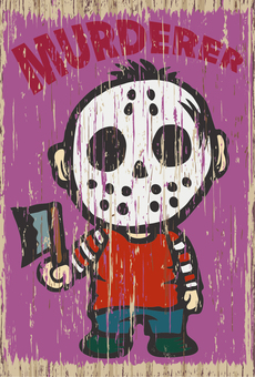ハロウィンポストカード-30 ハロウィン,秋,10月,ポストカード,ハガキ,サイズ,縦,殺人鬼,アイスホッケー,マスクのイラスト素材