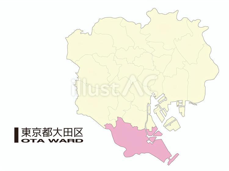 東京都大田区の位置地図_3 大田区,東京都,23区のイラスト素材
