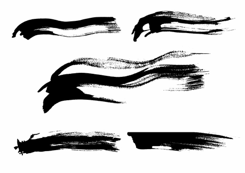 筆タッチいろいろなラインの素材 筆タッチ,曲線,直線,波線,黒,かすれ,手描き,勢い,和風,和デザインのイラスト素材