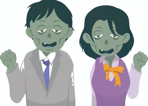 ゾンビ会社員男女 ゾンビ,死体,アンデッド,会社員,サラリーマンのイラスト素材