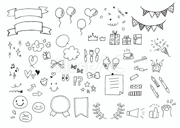 手描きのあしらいセットイラスト - No: 24953526｜無料イラスト