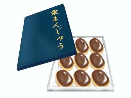 箱入りの栗まんじゅう 栗まんじゅう,箱入り,饅頭,和菓子,贈答品,手土産,スイーツ,日本,おやつ,お茶請けのイラスト素材