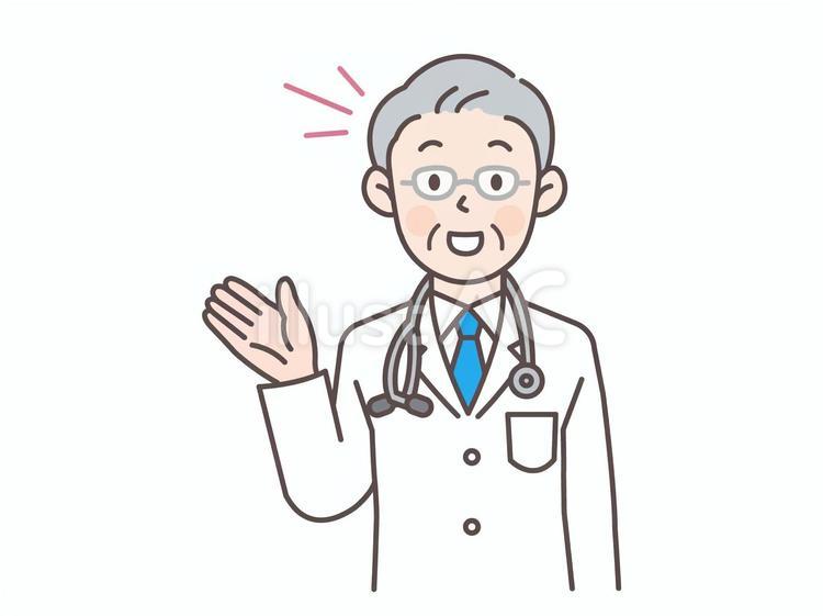 笑顔で案内する男性医師(シニア) 医者,人物,医師のイラスト素材