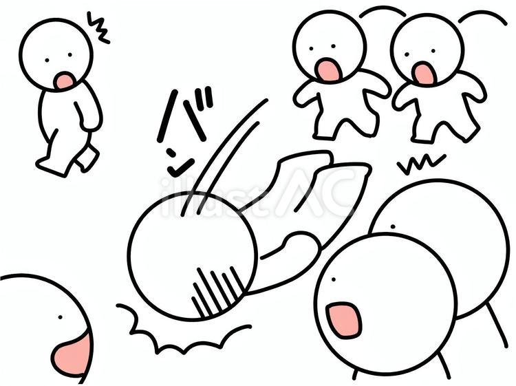 大勢の前で突然倒れれる棒人間 倒れる,卒倒,棒人間のイラスト素材