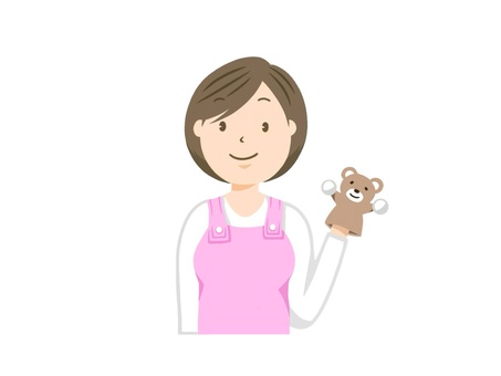 優しそうな女性の保育士(幼稚園教諭) 保育士,保育,女性,手描き,エプロン,保育所,保育園,育児,子育て,お世話のイラスト素材