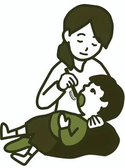 はみがきの時間 はみがき,歯ブラシ,子ども,お母さん,親子のイラスト素材