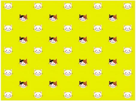 白猫と三毛猫の壁紙　黄色 白猫,三毛猫,猫,壁紙,背景,ポストカード,柄,パターン,模様,黄色のイラスト素材
