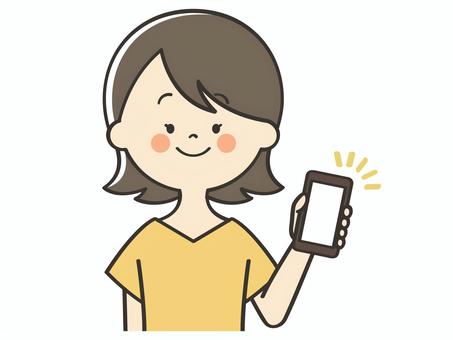 スマホを持った若い女性 スマホ,画面,見せる,登録,誘導,紹介,案内,説明,教える,お知らせのイラスト素材