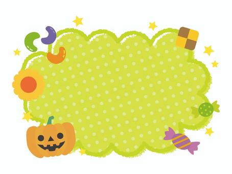 ハロウィンお菓子の楽しいもくもくフレーム ハロウィン,お菓子,フレーム,枠,クッキー,あめ,ゼリービーンズ,かぼちゃ,お化けカボチャ,見出しのイラスト素材