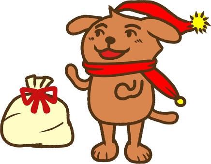 Illustration, dog, present, bag, 