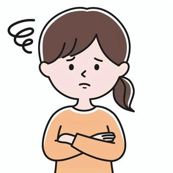 腕組2 上半身 女性_影 ONW 女性,レディ,呆れる,困る,やれやれ,腕組,怒る,叱る,うーん,もどかしいのイラスト素材