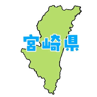 宮崎県の形　文字あり 宮崎,形,地図,図形,都道府県,ひとつ,宮崎のみ,国土,緑色,地方のイラスト素材