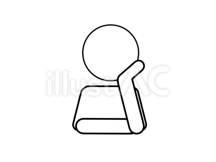 悩む　困る　考える　考え中　頬杖　肘つき 悩む,困る,考えるのイラスト素材