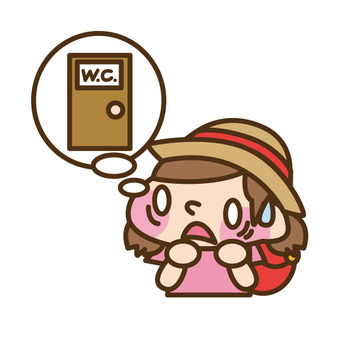 Illustration, girl, toilet, panic, JPG, PNG and EPS