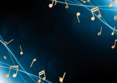 音符と優雅な曲線の青色の背景素材
