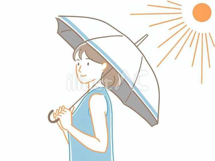 日傘をさして紫外線対策をする女性 日傘,女性,紫外線のイラスト素材