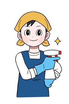 クリーニングくん 清掃,掃除,クリーニング,クリーナー,エプロン,男性,ピカピカのイラスト素材