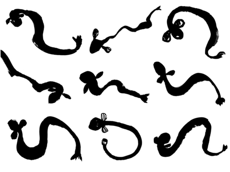 うなぎ　手書きイラスト うなぎ,鰻,ベクター,土用の丑,セット,日本食,和食,手書き,墨絵,毛筆のイラスト素材