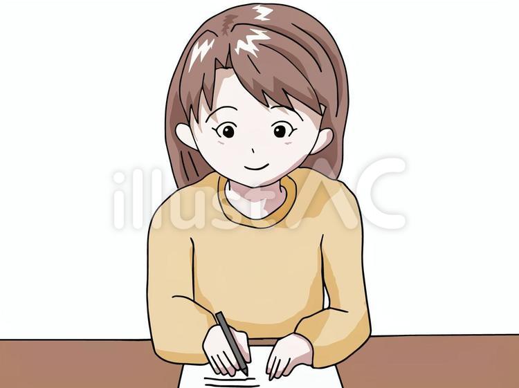 勉強をする女の子　人物　小学生　女性 女子,人物,机のイラスト素材