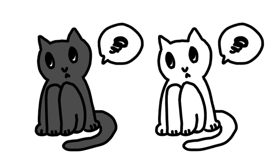 不機嫌な猫 猫,白猫,黒猫,ペット,シンプル,素朴,かわいい,シュール,残念のイラスト素材