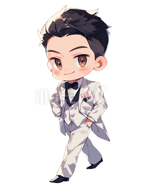 タキシード１ 新郎,タキシード,結婚式のイラスト素材