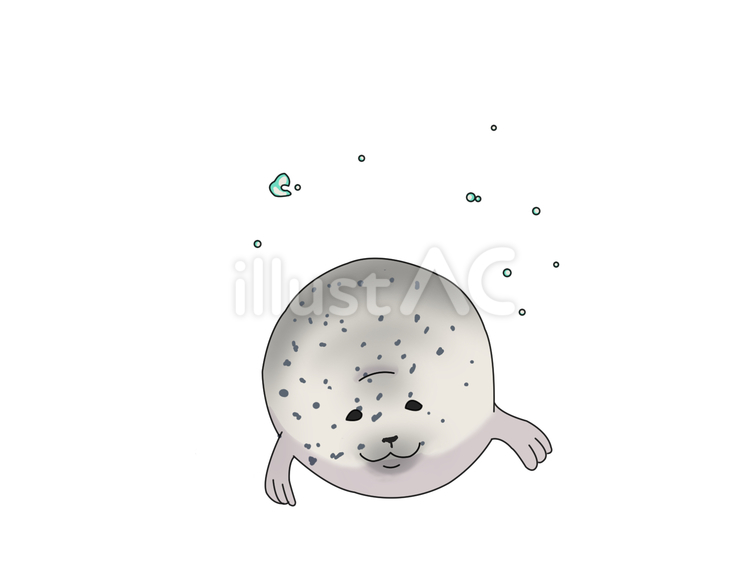 ゴマフアザラシ（水中） ゴマフアザラシ,アザラシ,動物のイラスト素材