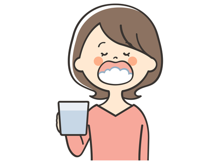 うがいをする女性 女性,うがい,喉,清潔,対策,予防,感染,感染症,風邪,インフルエンザのイラスト素材