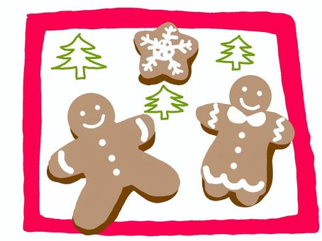 クリスマス柄のペーパーナプキンとお菓子 クリスマス,ペーパーナプキン,ジンジャークッキー,お菓子,ビスケット,雪,紙,12月,クリスマスツリー,もみの木のイラスト素材