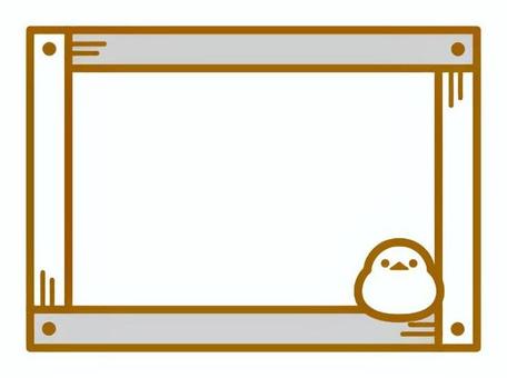 木のフレームとシマエナガ フレーム,シマエナガ,鳥,動物,木材のイラスト素材