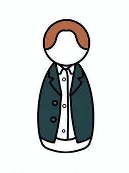 オシャレな会社員のような人物 スーツ,フォーマル,人,人物,ビジネスパーソン,茶髪,デフォルメ,抽象的,アイコン,businesspersonのイラスト素材
