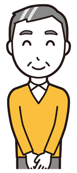 ニット中年男性(黄)-339-バスト  ニット中年男性(黄)-339-バスト 正面,おじさん,男性,中年,お父さん,パパ,シニア,ミドルエイジ,人物,かわいいのイラスト素材