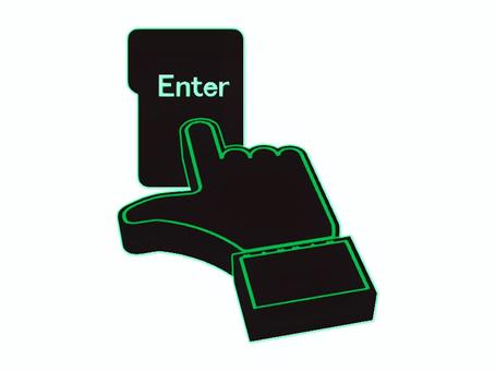Enterキーを押す　ネオンバージョン enterキー,エンターキー,確定,決定,指,押下,パソコン,キーボード,ボタン,ネオンのイラスト素材
