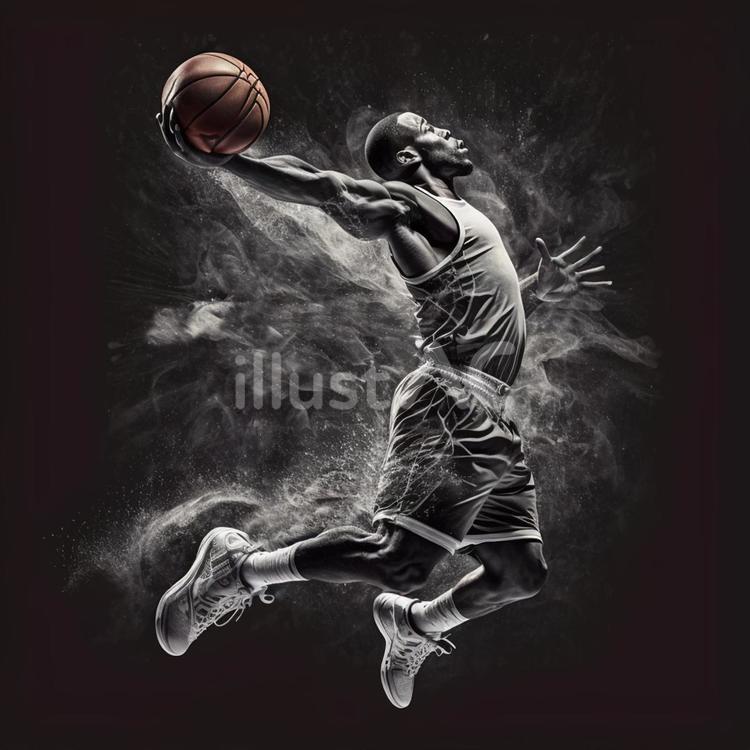 バスケダンクシュート1イラスト - No: 23703858｜無料イラスト