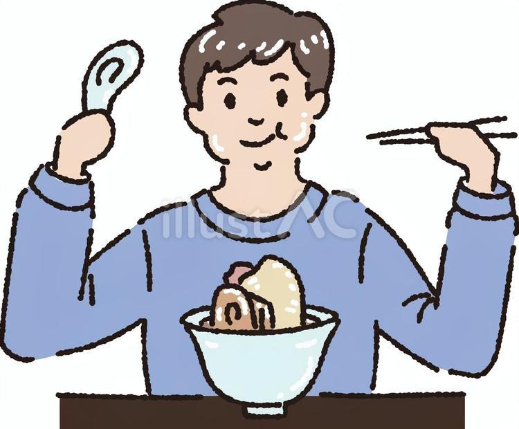 ラーメンを食べる男性 ラーメン,男性,つやのイラスト素材