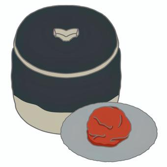 梅干し 梅干し,梅,壺,漬物,保存食,手仕事のイラスト素材